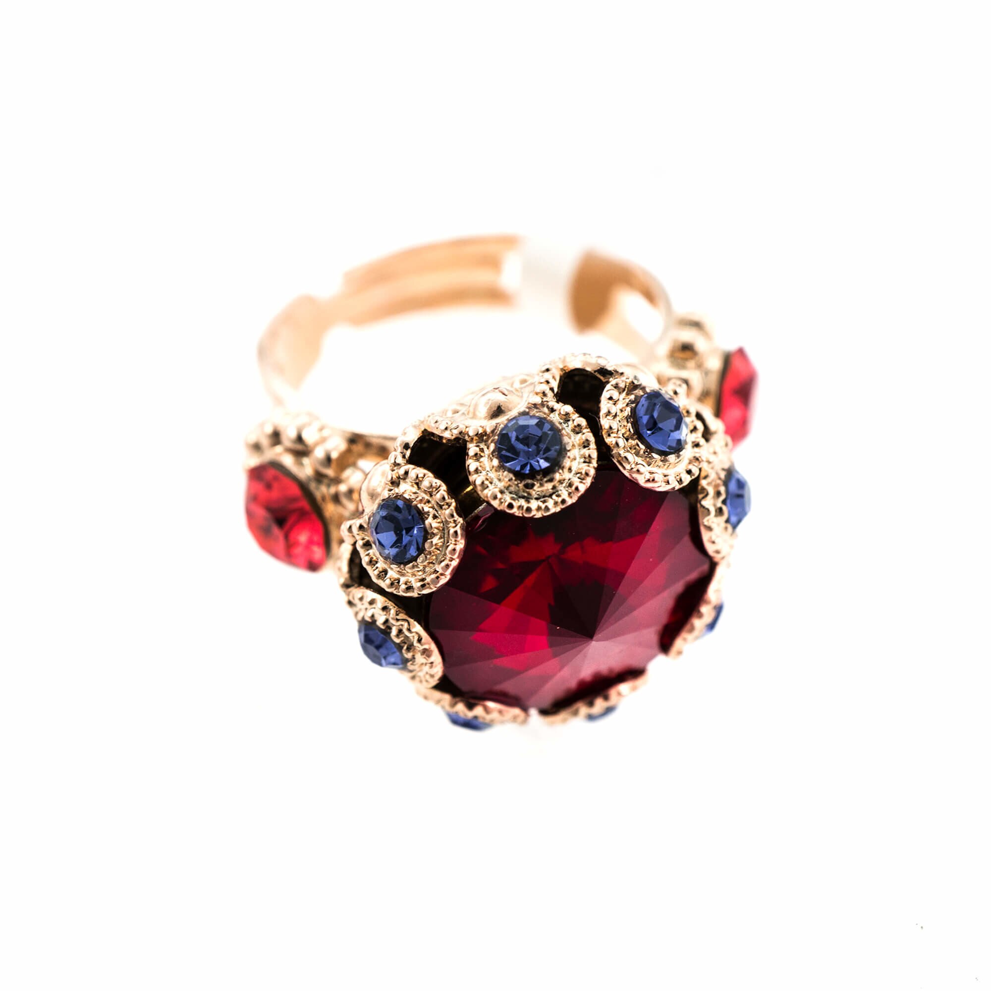 Inel placat cu Aur roz de 24K, Cristale, Xenia - Odyssey by Roxannes - Mariana Jewellery, Rosu/Mov 7042-1091RG