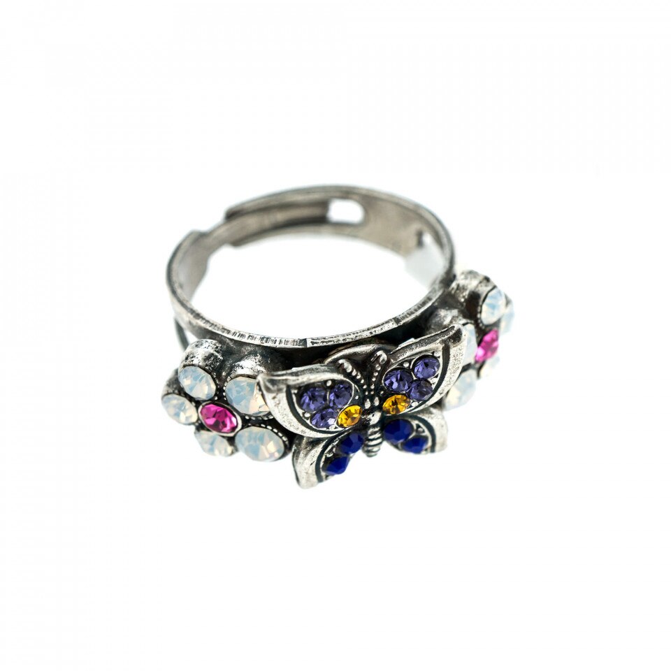 Inel placat cu Argint 925, Cristale Swarovski, Flower Power by Roxannes - Mariana Jewellery, Multicolor 7031-803SP
