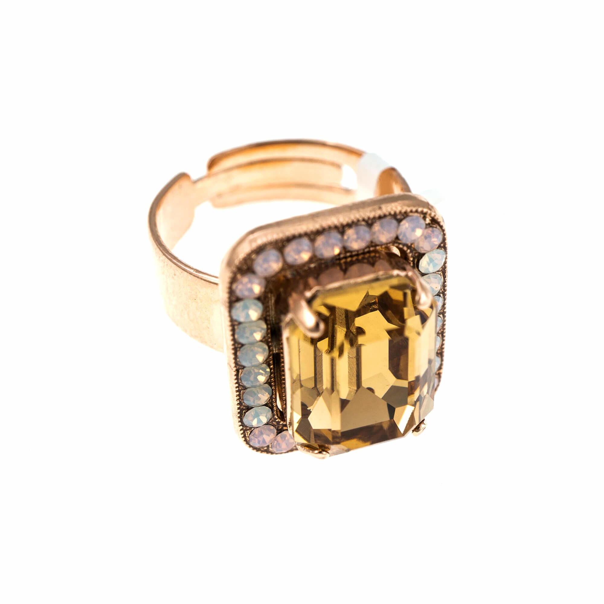 Inel placat cu Aur roz de 24K, Cristale, Tiara Day by Roxannes - Mariana Jewellery, Alb/Roze 7107-2333RG