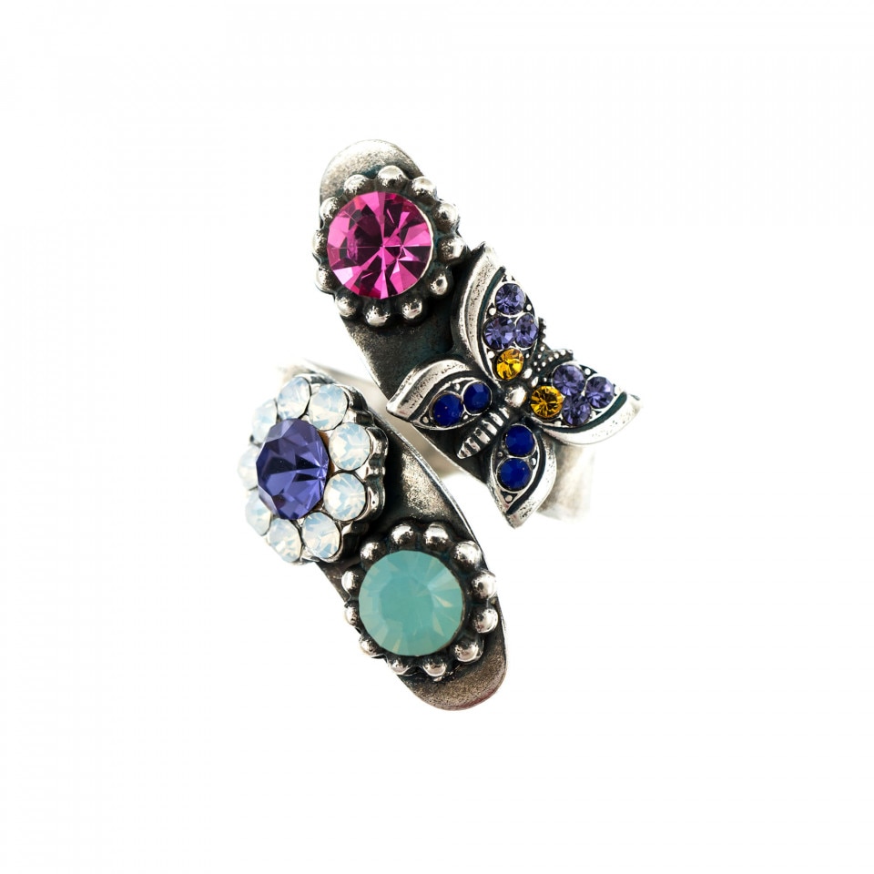 Inel placat cu Argint 925, Cristale Swarovski, Flower Power by Roxannes - Mariana Jewellery, Multicolor 7063-803SP
