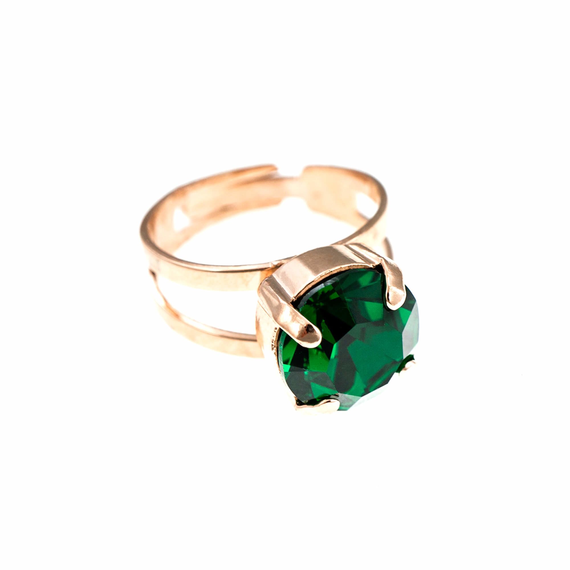 Inel placat cu Aur roz de 24K, Cristale, Lucky Birthstone - The Color of Your Life by Roxannes - Mariana Jewellery, Verde 7048-205RG