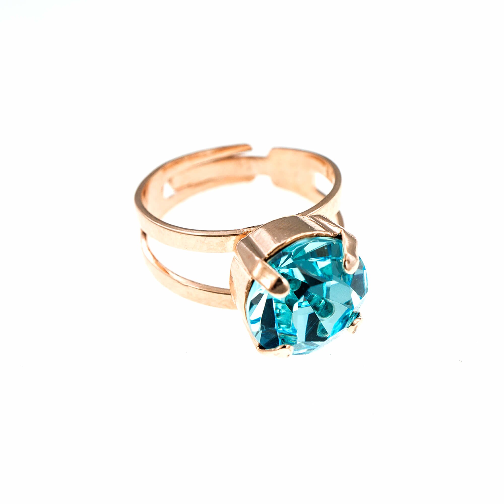 Inel placat cu Aur roz de 24K, Cristale, Lucky Birthstone - The Color of Your Life by Roxannes - Mariana Jewellery, Albastru 7048-202RG