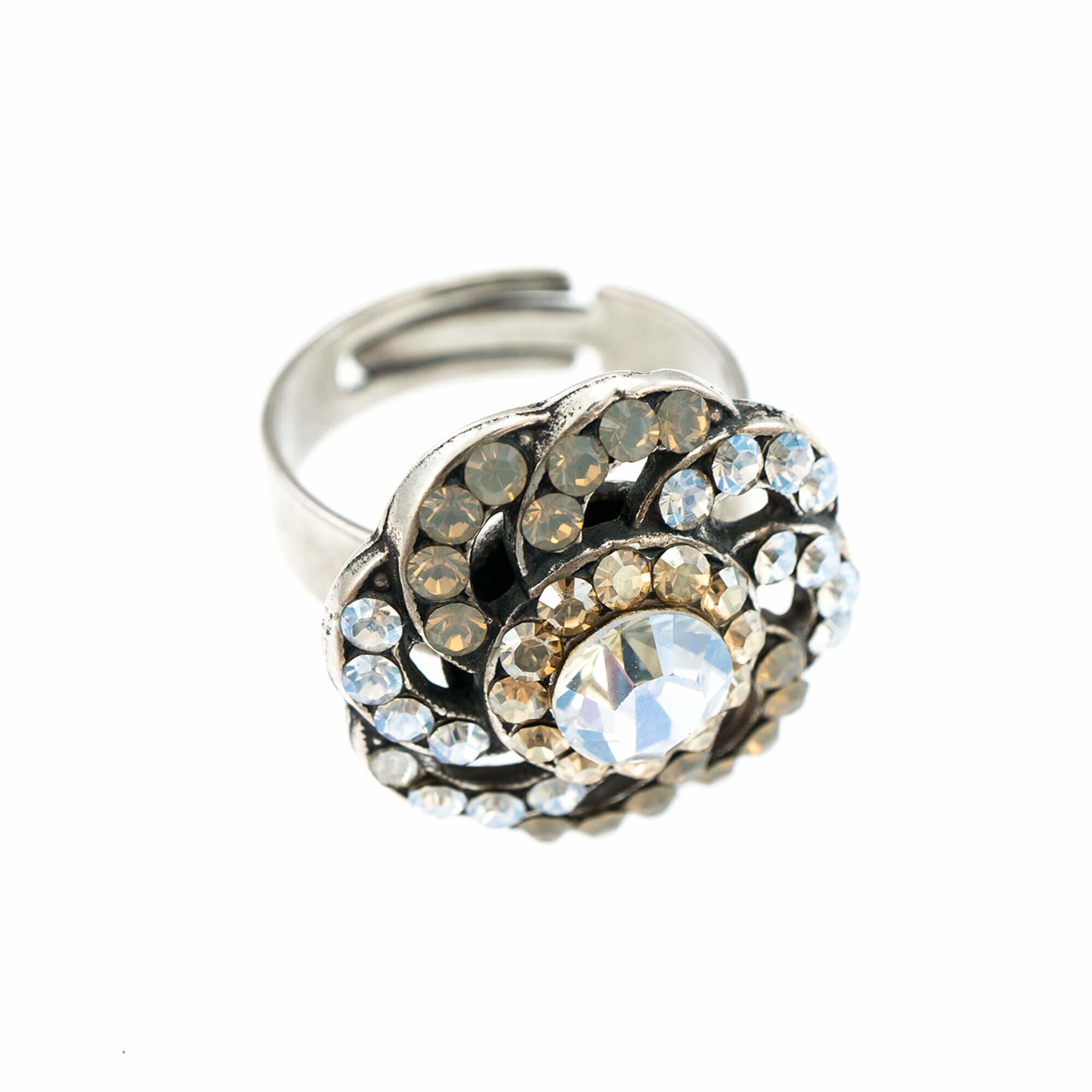 Inel placat cu Argint 925, Cristale, Champagne and Caviar by Roxannes - Mariana Jewellery, Cristal Transparent/Bej 7526/1-391100SP