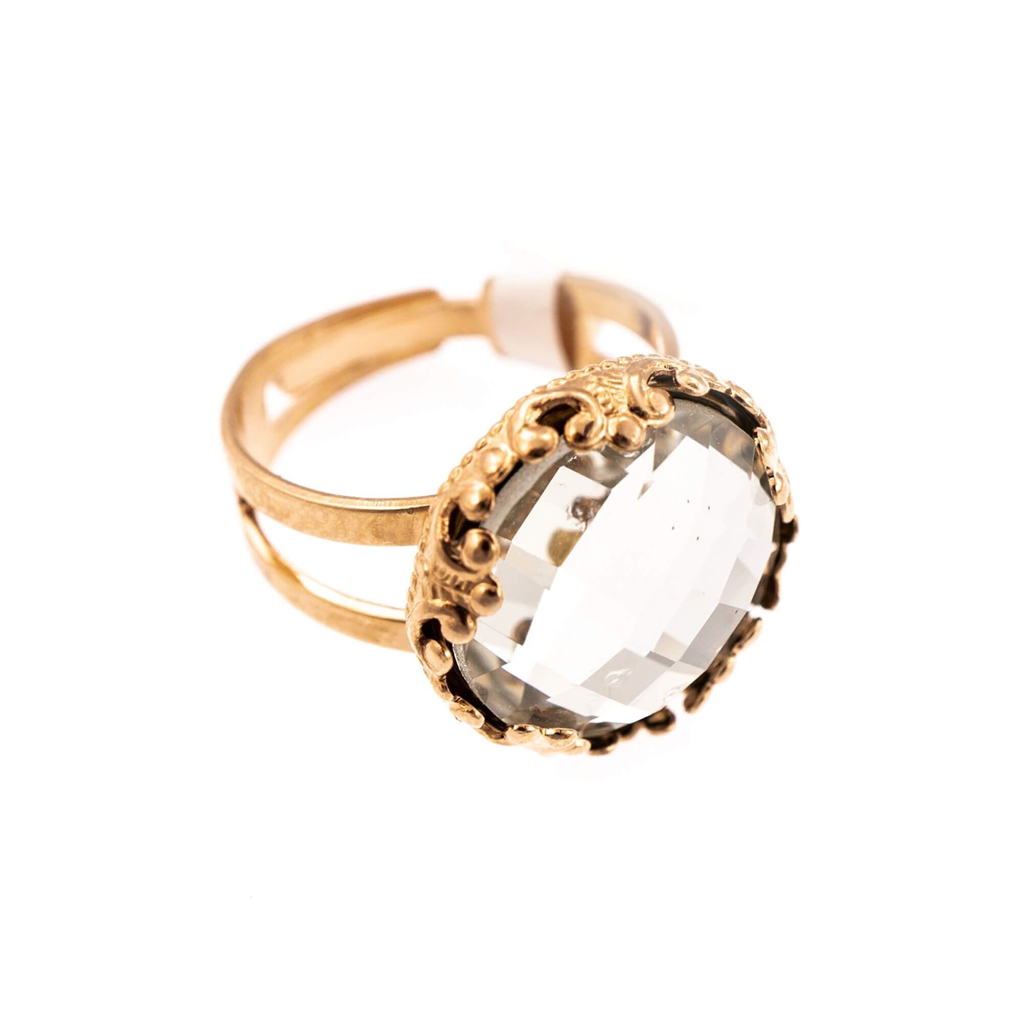 Inel placat cu Aur roz de 24K, Cristale, On a Clear Day by Roxannes - Mariana Jewellery, Cristal Transparent 7220-001ARG