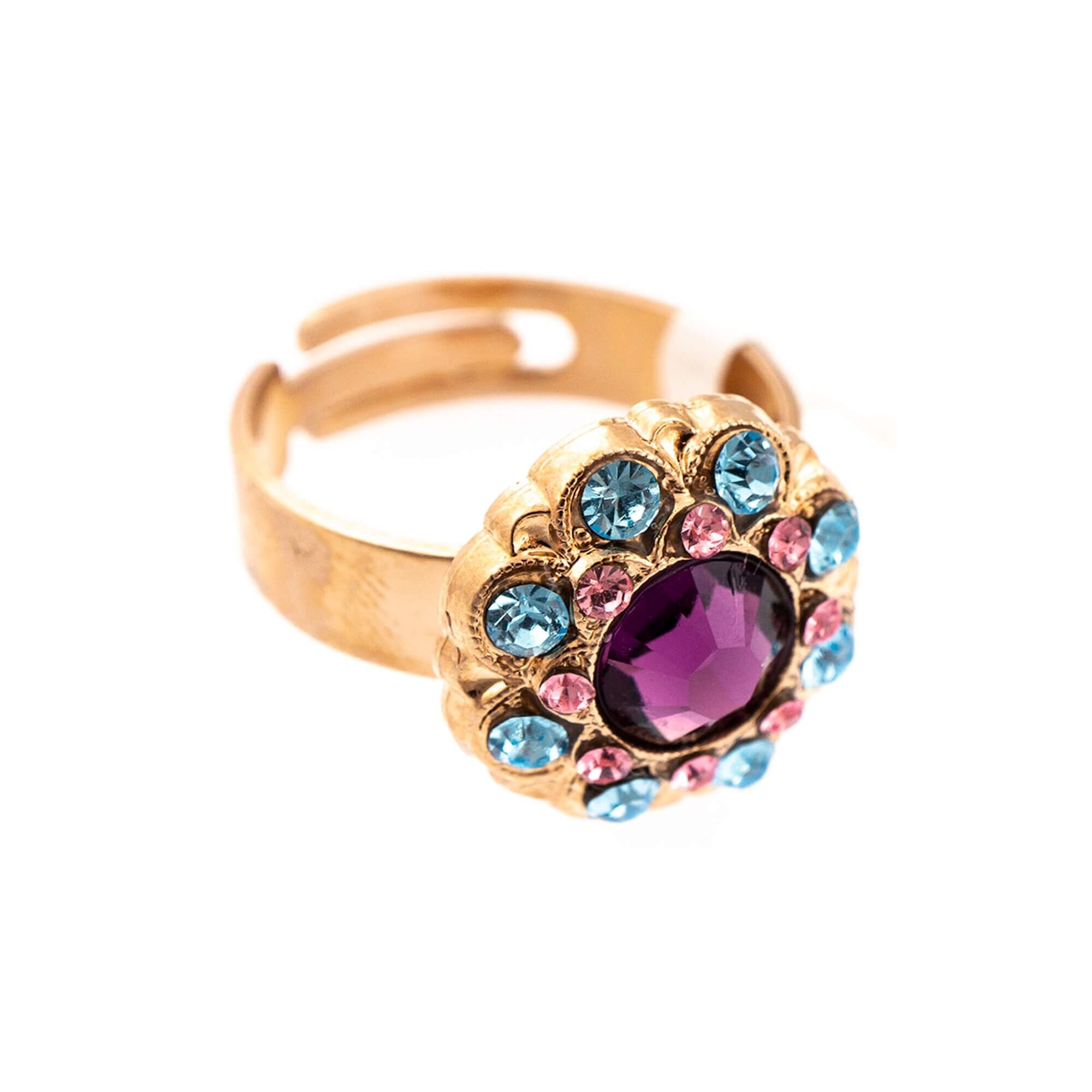 Inel placat cu Aur roz de 24K, Cristale, Cotton Candy - The Sweet Life by Roxannes - Mariana Jewellery, Multicolor 7417/1-144RG