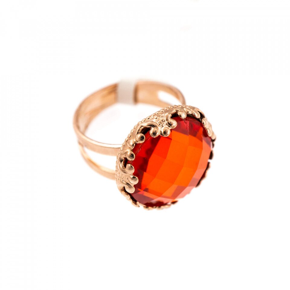 Inel placat cu Aur roz de 24K, Cristale Swarovski, Lady In Red by Roxannes - Mariana Jewellery, Rosu 7220-236ARG