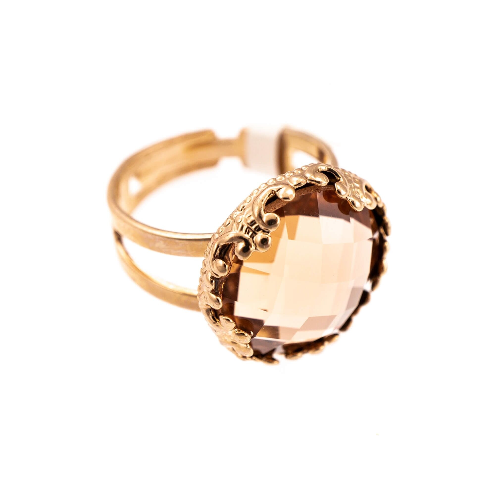 Inel placat cu Aur roz de 24K, Cristale, Jackie by Roxannes - Mariana Jewellery, Bej 7220-362ARG