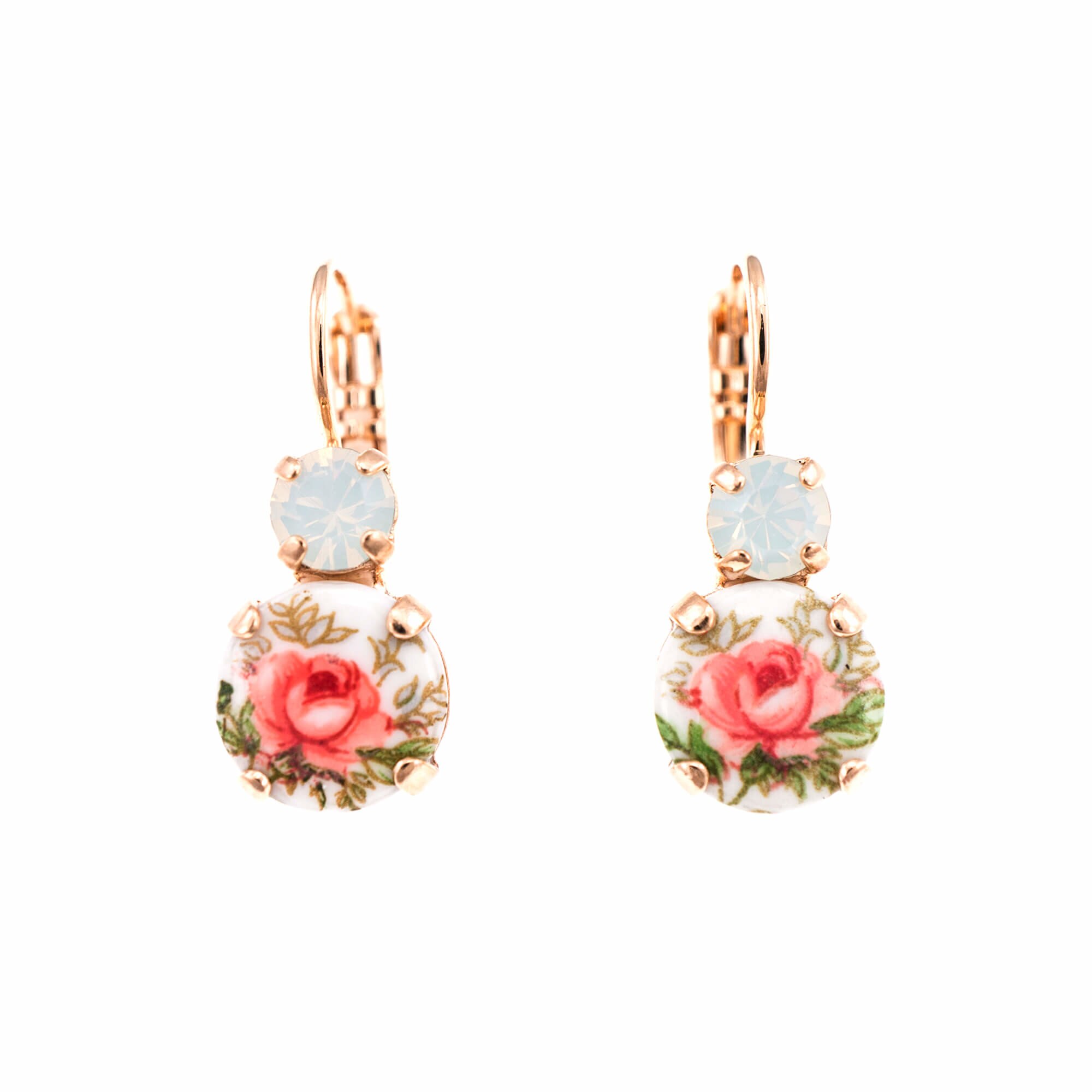 Cercei placati cu Aur roz de 24K, Cristale, Seashell by Roxannes - Mariana Jewellery, Alb/Roz 1062-234RG6