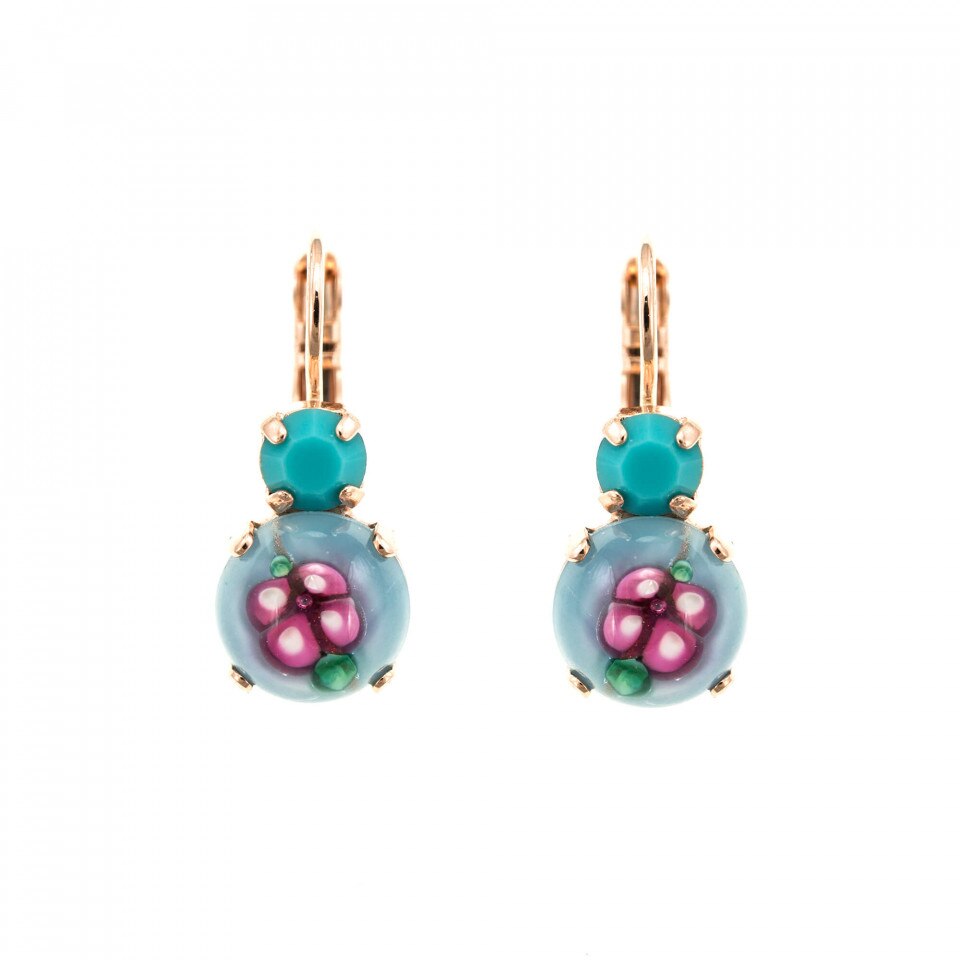 Cercei placati cu Aur roz de 24K, Cristale Swarovski, Cindy by Roxannes - Mariana Jewellery, Bleu 1062-267202RG6