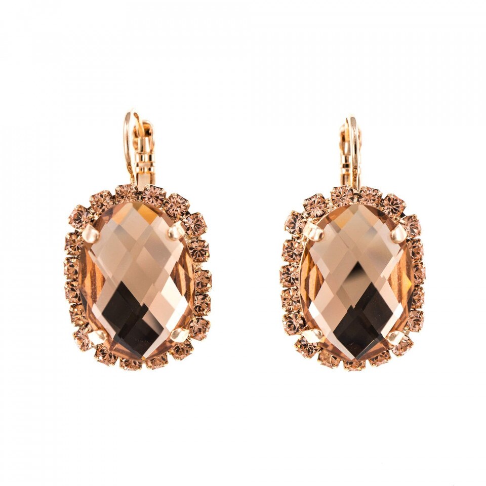 Cercei placati cu Aur roz de 24K, Cristale Swarovski, Jackie by Roxannes - Mariana Jewellery, Bej 1090/1-39132RG6