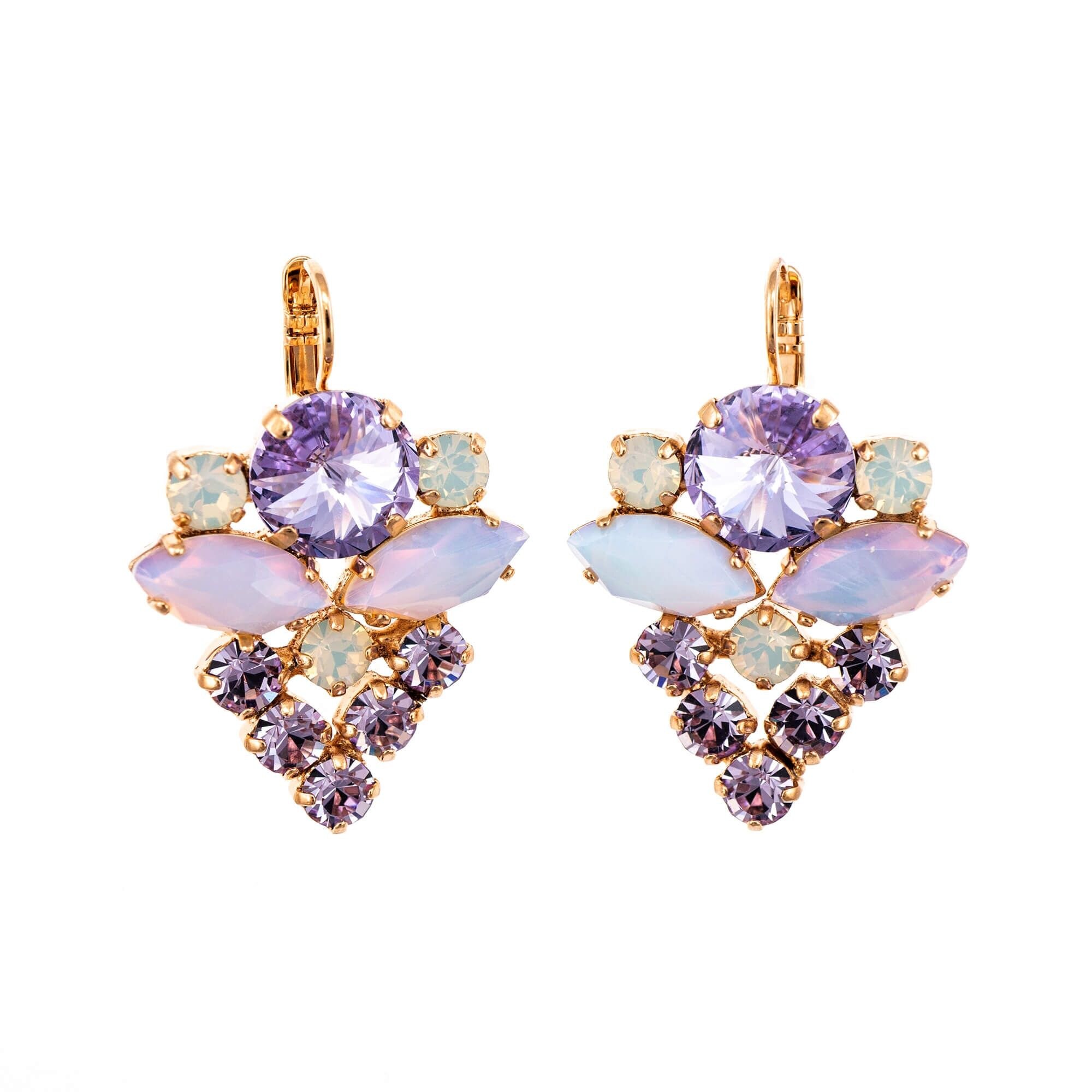 Cercei placati cu Aur roz de 24K, Cristale si Pietre semipretioase, Elizabeth by Roxannes - Mariana Jewellery, Mov/Alb Opal 1037R/1-M83371RG6