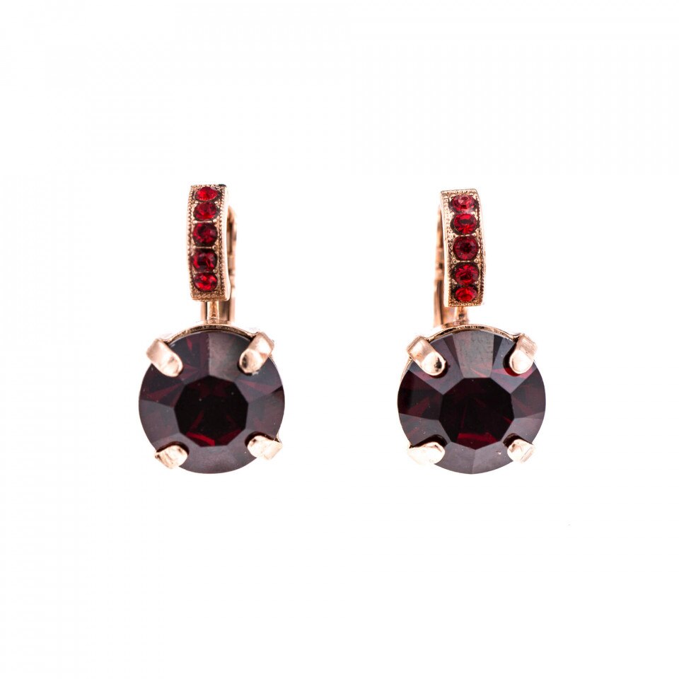 Cercei placati cu Aur roz de 24K, Cristale Swarovski, Lady In Red by Roxannes - Mariana Jewellery, Rosu 1056-1070RG6