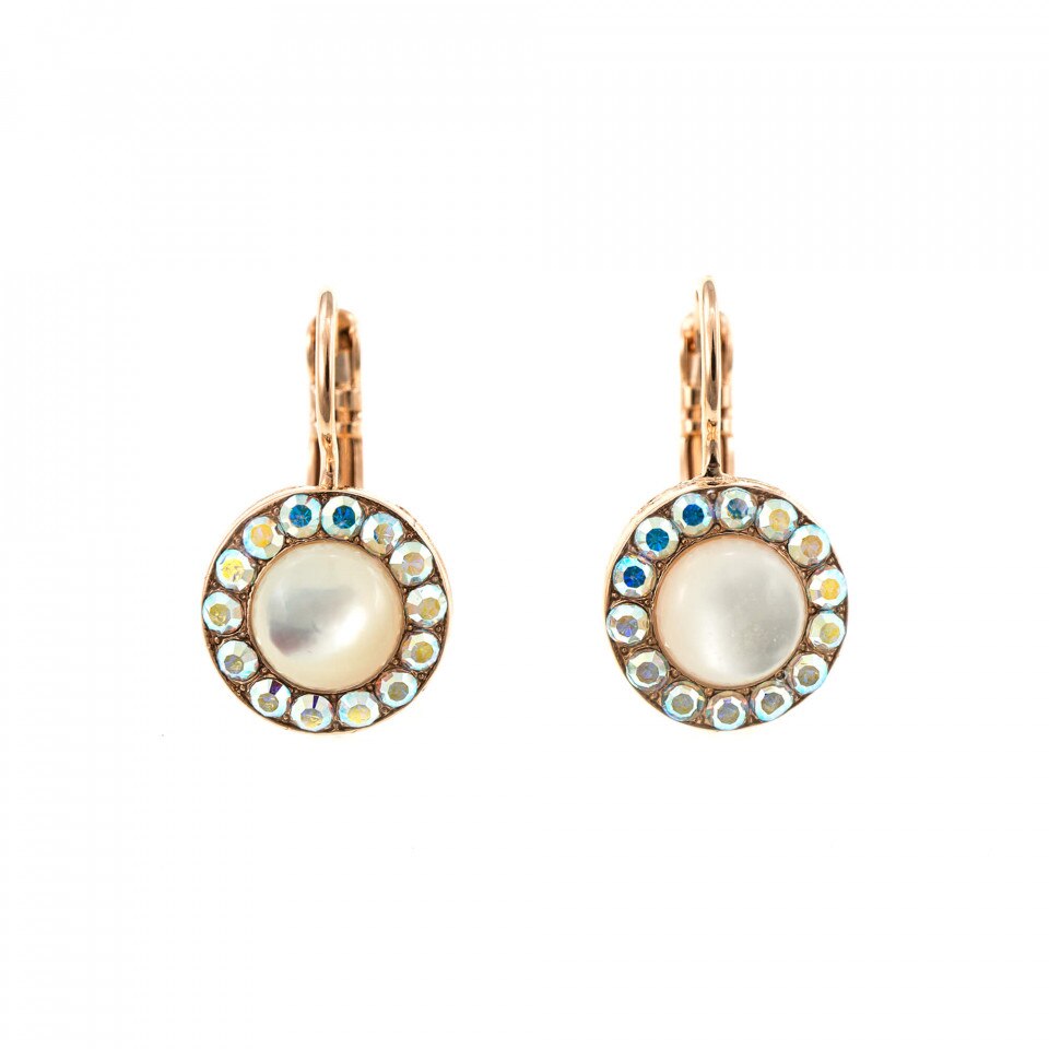 Cercei placati cu Aur roz de 24K, Cristale Swarovski si Pietre semipretioase, Seashell by Roxannes - Mariana Jewellery, Alb 1129-M1201RG6