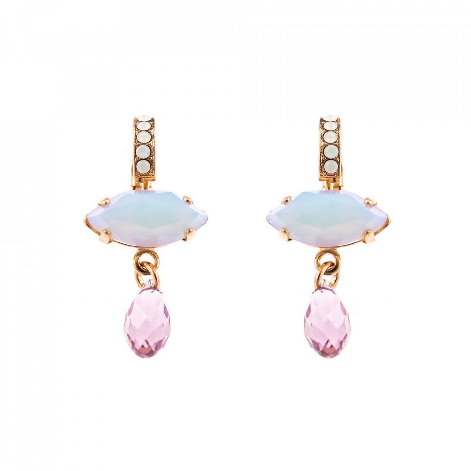 Cercei placati cu Aur roz de 24K, Cristale Swarovski si Pietre semipretioase, Elizabeth by Roxannes - Mariana Jewellery, Mov/Roze 1111/1-M83371RG6