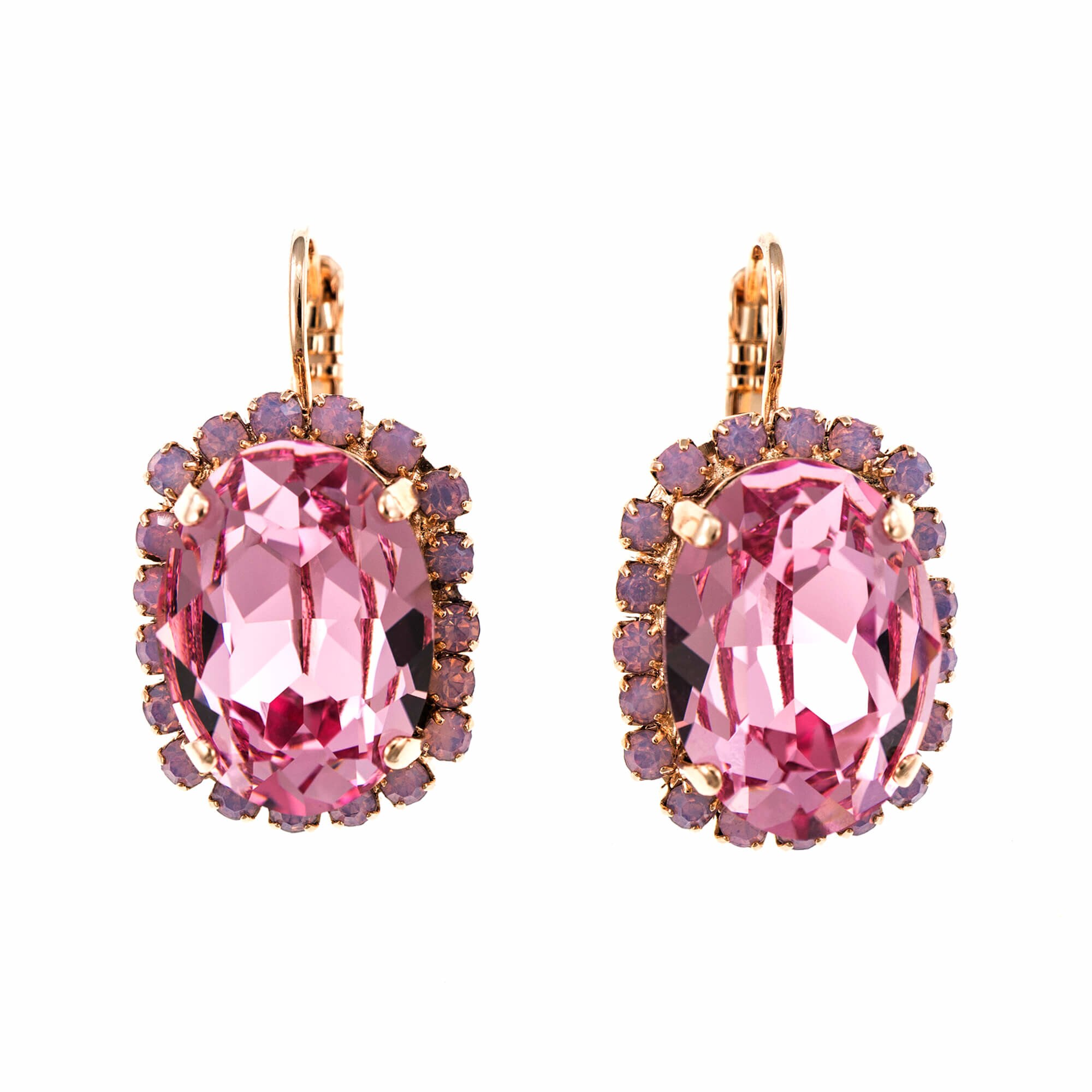 Cercei placati cu Aur roz de 24K, Cristale, Pina Colada by Roxannes - Mariana Jewellery, Roz/Mov 1090/1-1063RG6