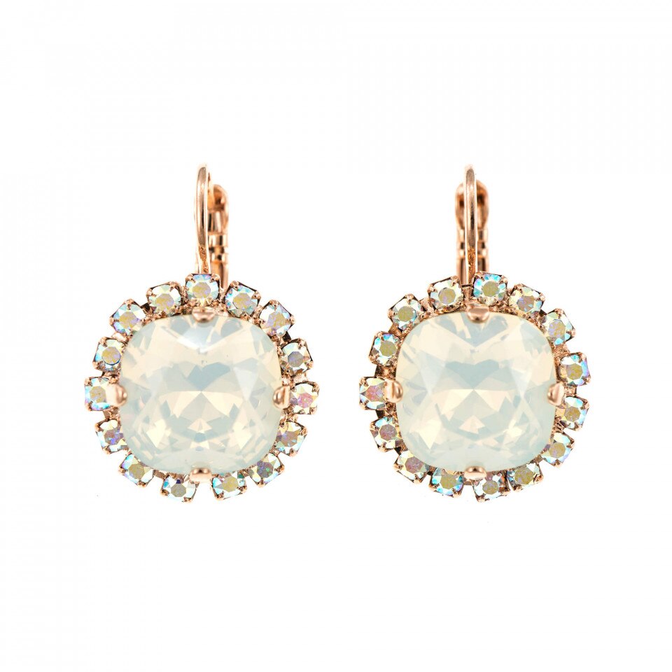 Cercei placati cu Aur roz de 24K, Cristale Swarovski, Seashell by Roxannes - Mariana Jewellery, Alb 1080/4-1201RG6