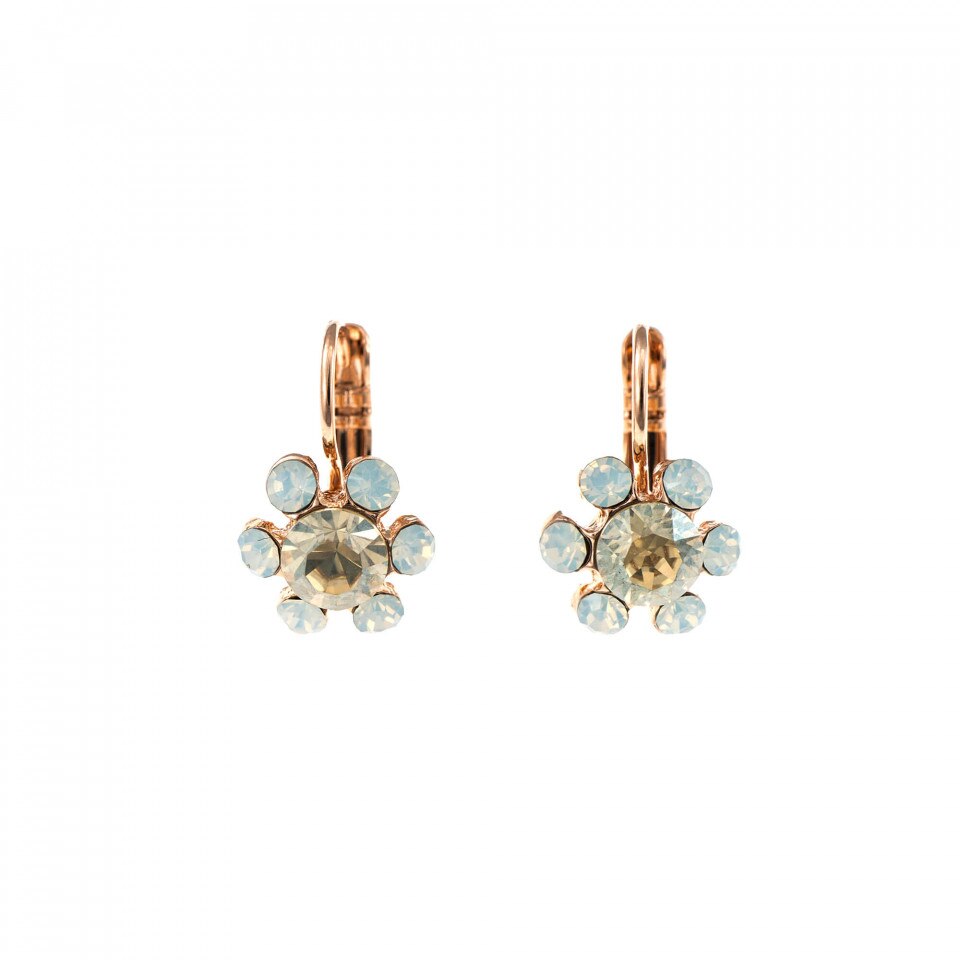Cercei placati cu Aur roz de 24K, Cristale Swarovski, Tiara Day by Roxannes - Mariana Jewellery, Roz 1090/3-2333RG6