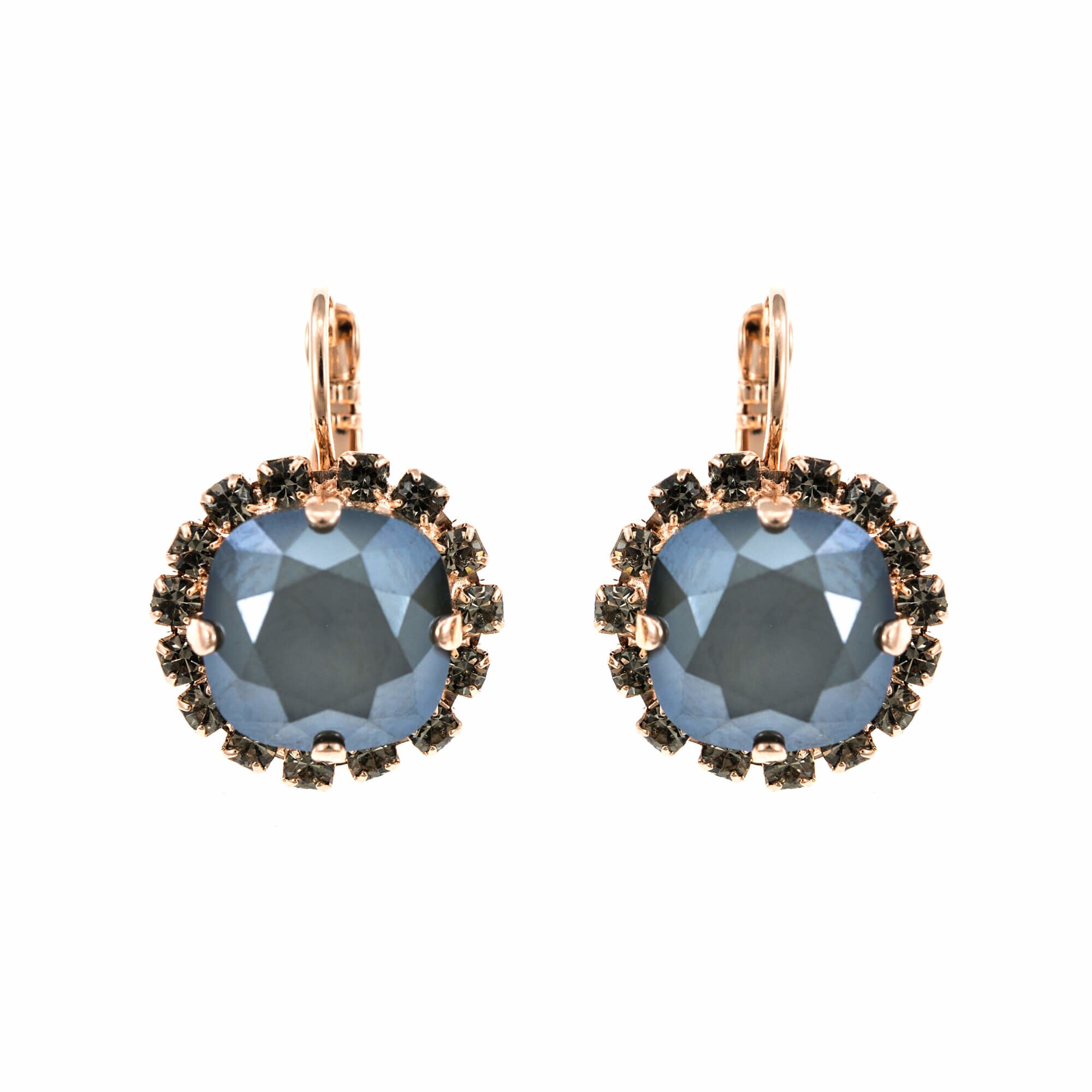 Cercei placati cu Aur roz de 24K, Cristale, Black Diamond by Roxannes - Mariana Jewellery, Negru/Gri 1080/4-747RG6