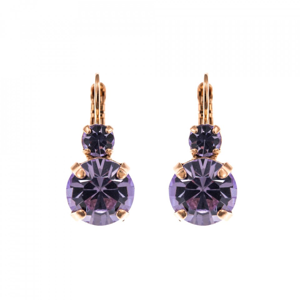 Cercei placati cu Aur roz de 24K, Cristale Swarovski, Violet - Colors by Roxannes - Mariana Jewellery, Mov 1037-371371RG6