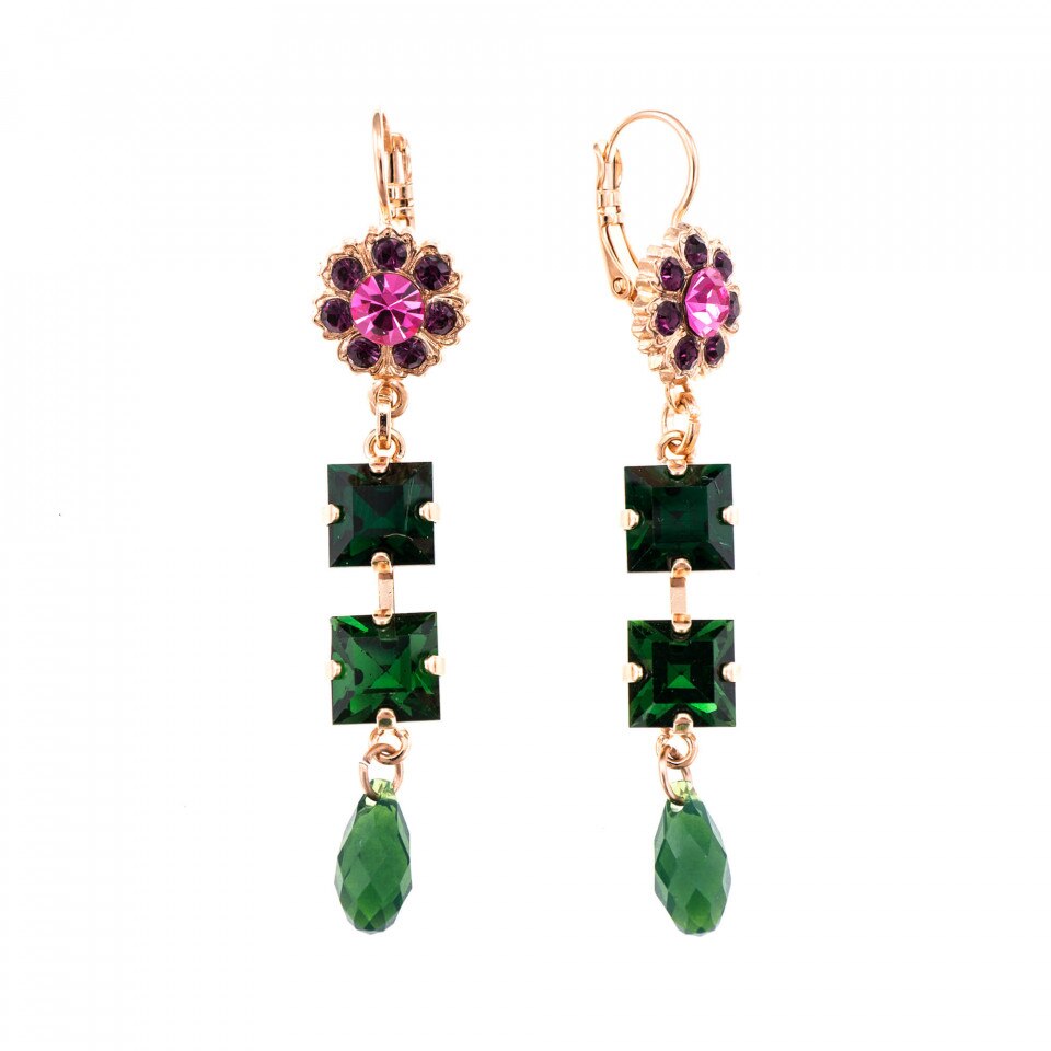 Cercei placati cu Aur roz de 24K, Cristale Swarovski, Luck by Roxannes - Mariana Jewellery, Multicolor 1531/2-1033RG6
