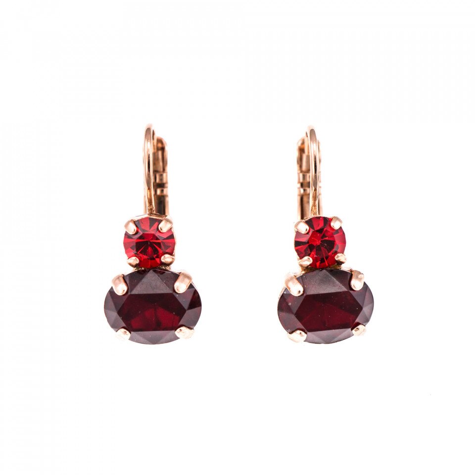 Cercei placati cu Aur roz de 24K, Cristale Swarovski, Lady In Red by Roxannes - Mariana Jewellery, Rosu 1462-1070RG6