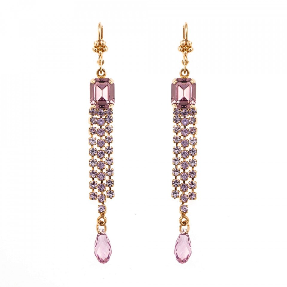 Cercei placati cu Aur roz de 24K, Cristale Swarovski, Violet - Colors by Roxannes - Mariana Jewellery, Mov 1518/1-371371RG1