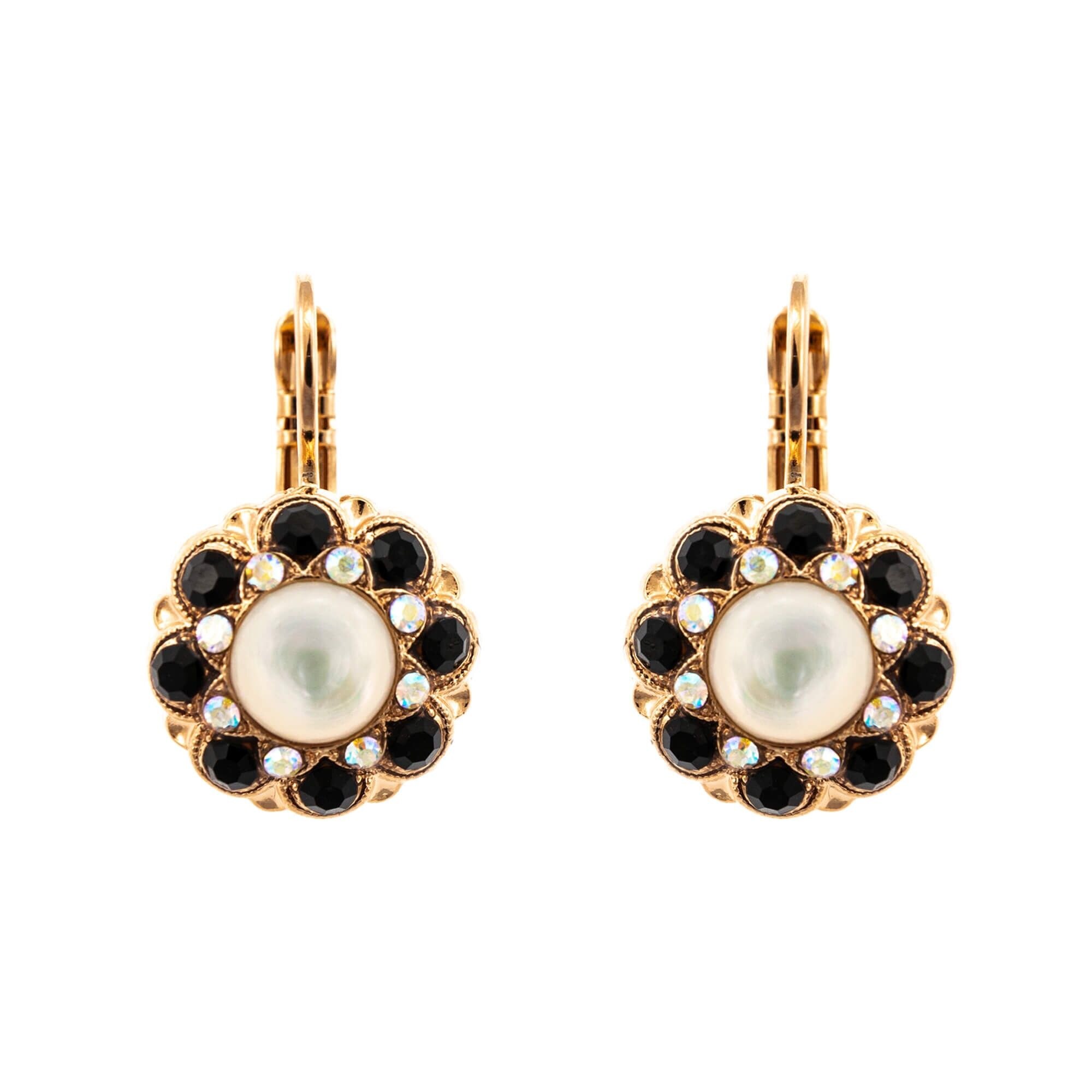 Cercei placati cu Aur roz de 24K, Cristale, Aurore in Black by Roxannes - Mariana Jewellery, Negru/Alb 1417M-87280RG6