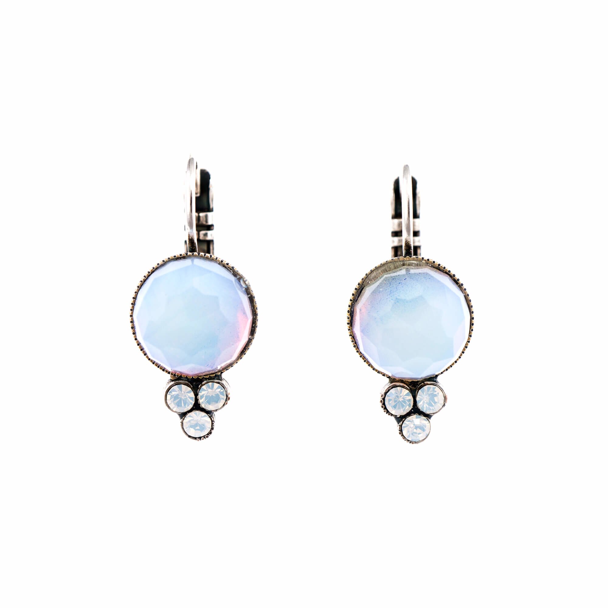 Cercei placati cu Argint 925, Cristale si Pietre semipretioase, Seashell by Roxannes - Mariana Jewellery, Alb/Roz 1018M-83SP6