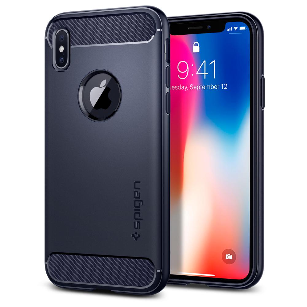 Carcasa Spigen iPhone X Case Rugged Armor, Midnight Blue