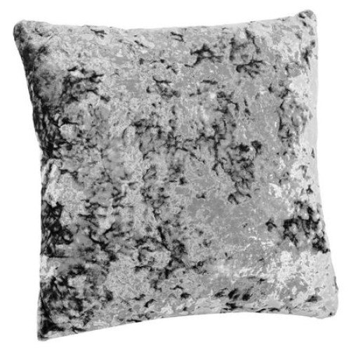 Perna decorativa iMK® din catifea, patrata, gri/negru