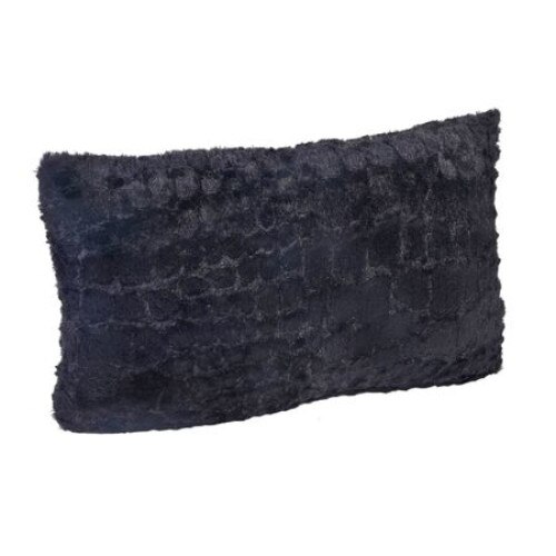 Perna decorativa iMK® cu blanita, model cu patratele, dreptunghiulara, neagra