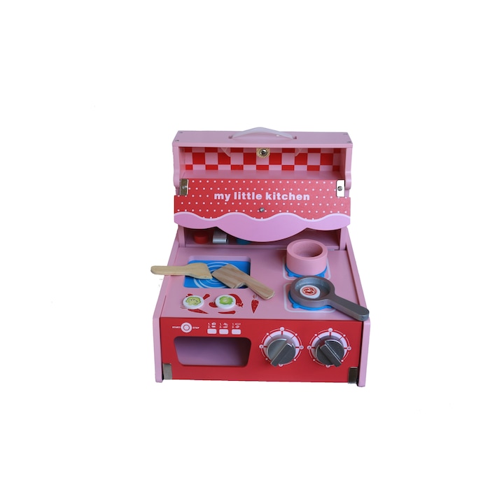 Комплект: Малка дървена кухня и плодове за рязане , АcoolToy, Многоцветни.