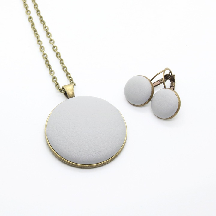 Set colier cu cercei POGA Alb