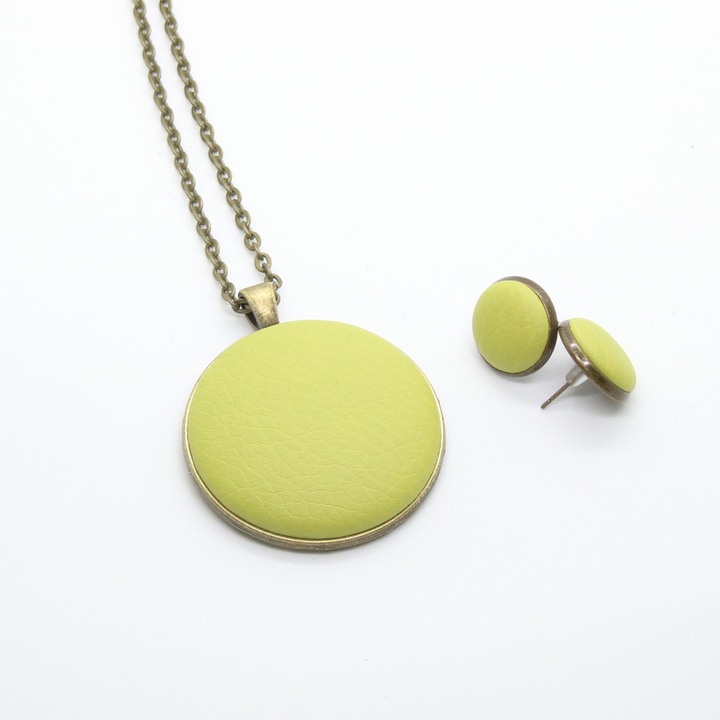 Set colier cu cercei POGA Green Apple