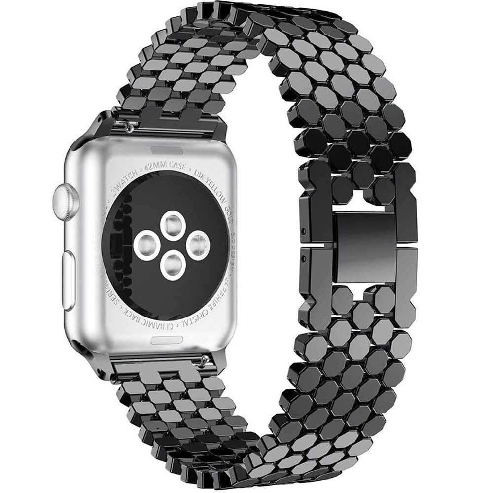 Curea iUni compatibila cu Apple Watch 1/2/3/4/5/6, 44mm, Jewelry, Otel Inoxidabil, Black