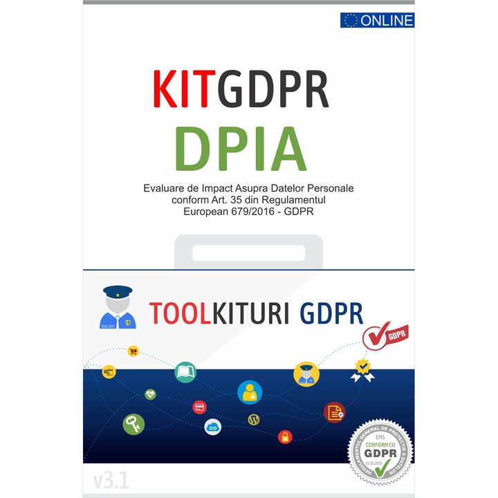 Kit DPIA GDPR Evaluare Impact Asupra Protectiei Datelor Personale conform Art. 35 din Regulament EU 679/2016 + Software gratuit