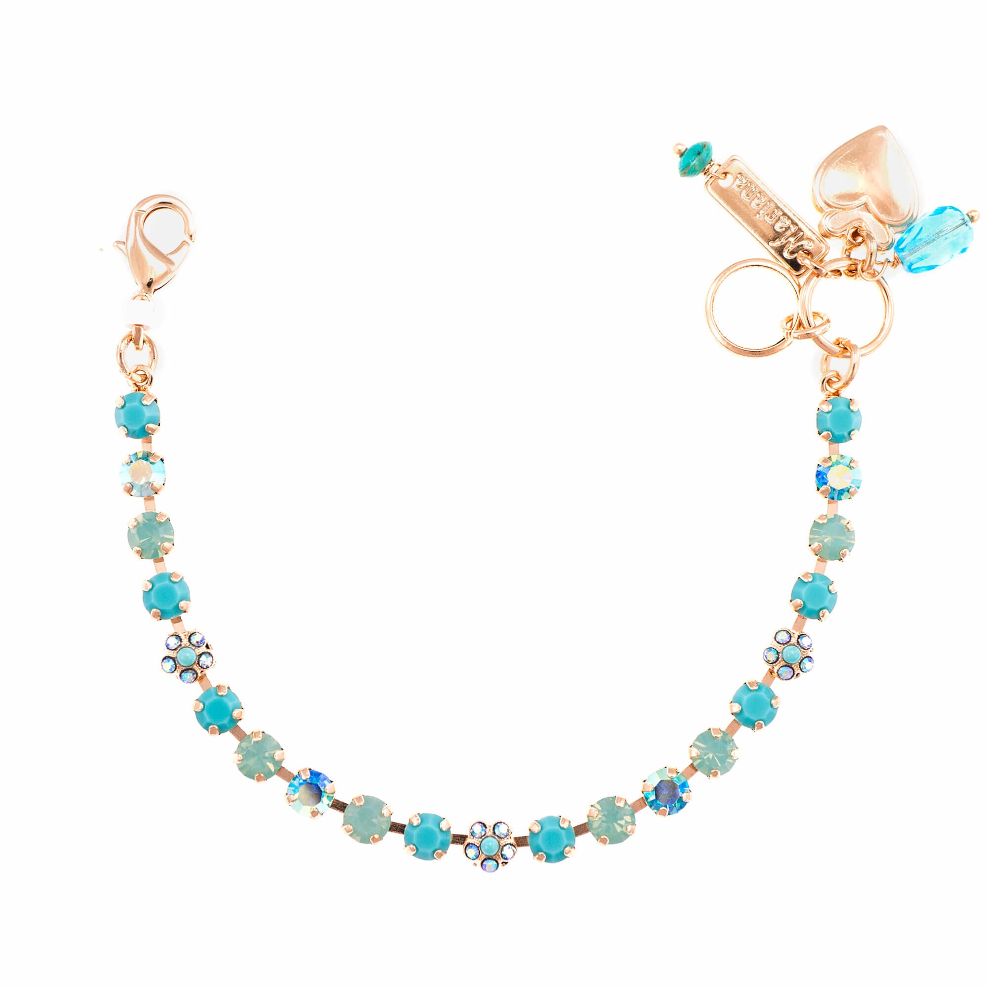 Bratara placata cu Aur roz de 24K, Cristale, Cindy by Roxannes - Mariana Jewellery, Turquoise 4008-2677RG