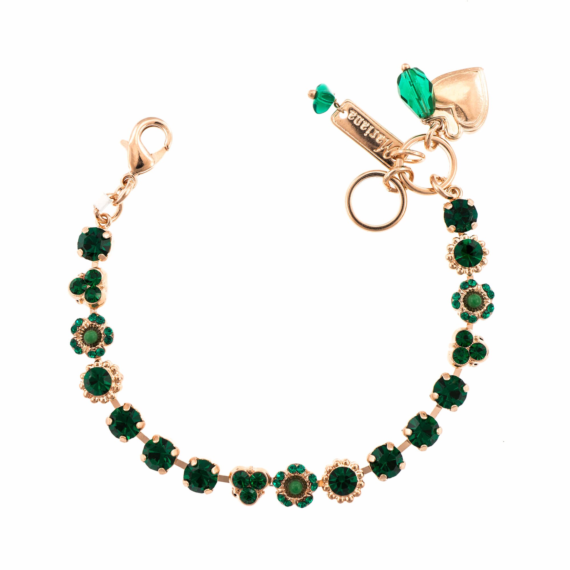 Bratara placata cu Aur roz de 24K, Cristale, Emerald by Roxannes - Mariana Jewellery, Verde 4028-205205RG