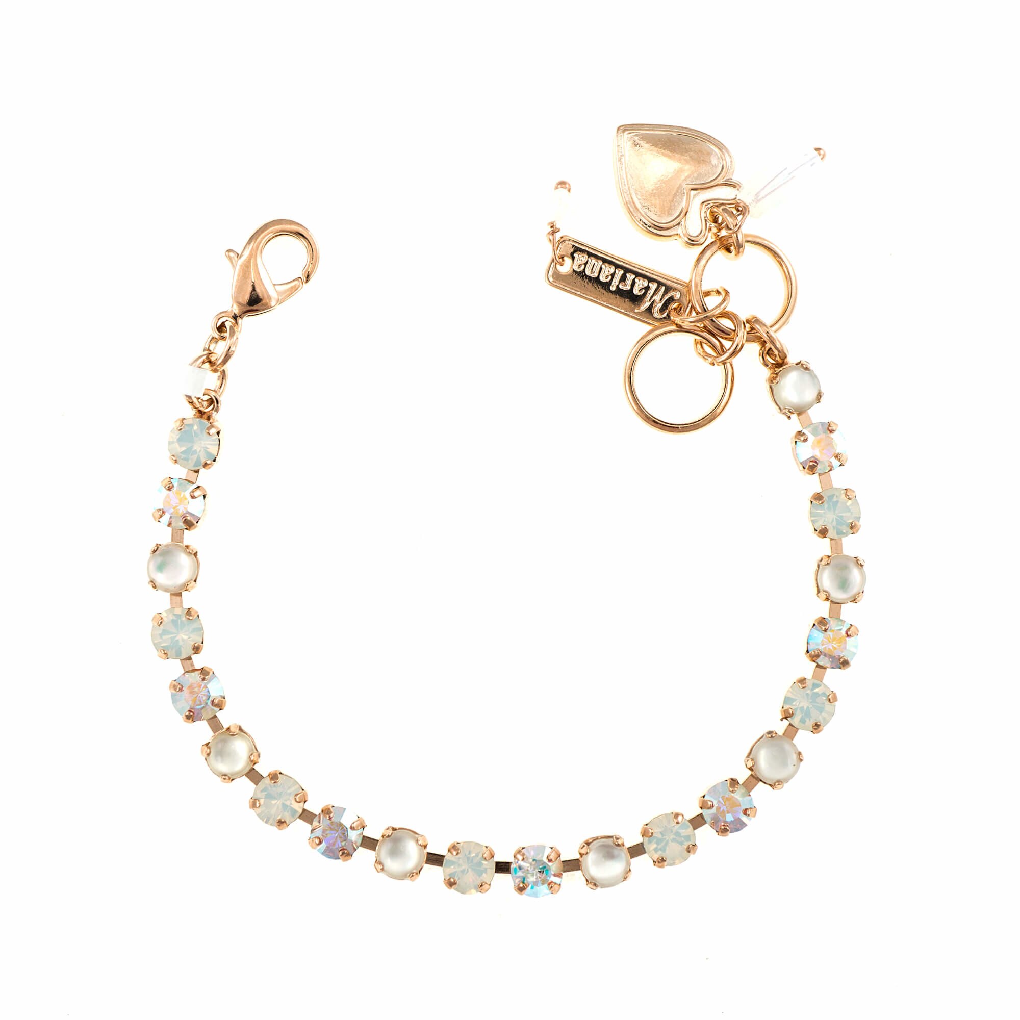 Bratara placata cu Aur roz de 24K, Cristale si Pietre semipretioase, Seashell by Roxannes - Mariana Jewellery, Alb 4000-M1201RG