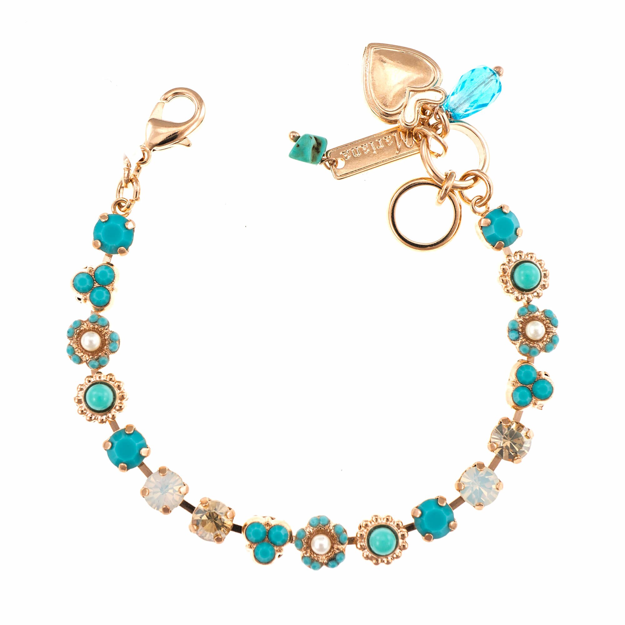 Bratara placata cu Aur roz de 24K, Cristale, Sapphire Sky by Roxannes - Mariana Jewellery, Albastru/Alb 4028-807RG