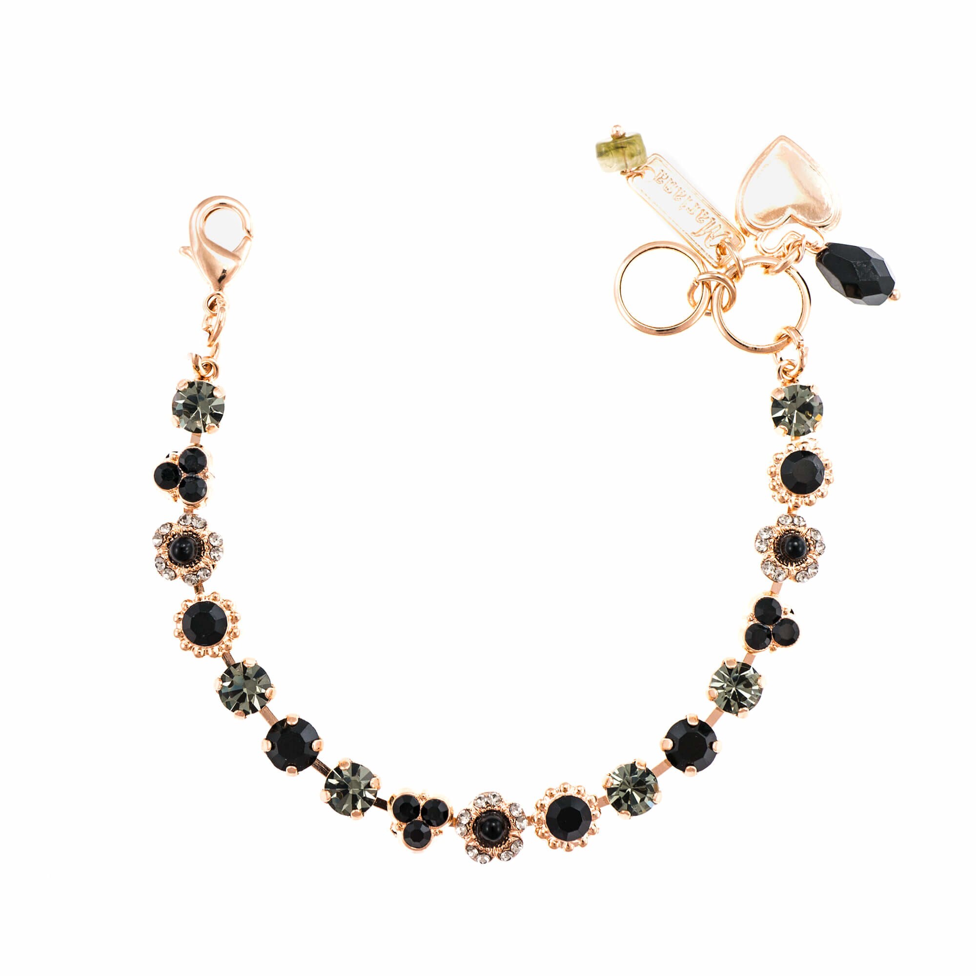 Bratara placata cu Aur roz de 24K, Cristale, Check Mate by Roxannes - Mariana Jewellery, Negru/Gri 4028-280215RG