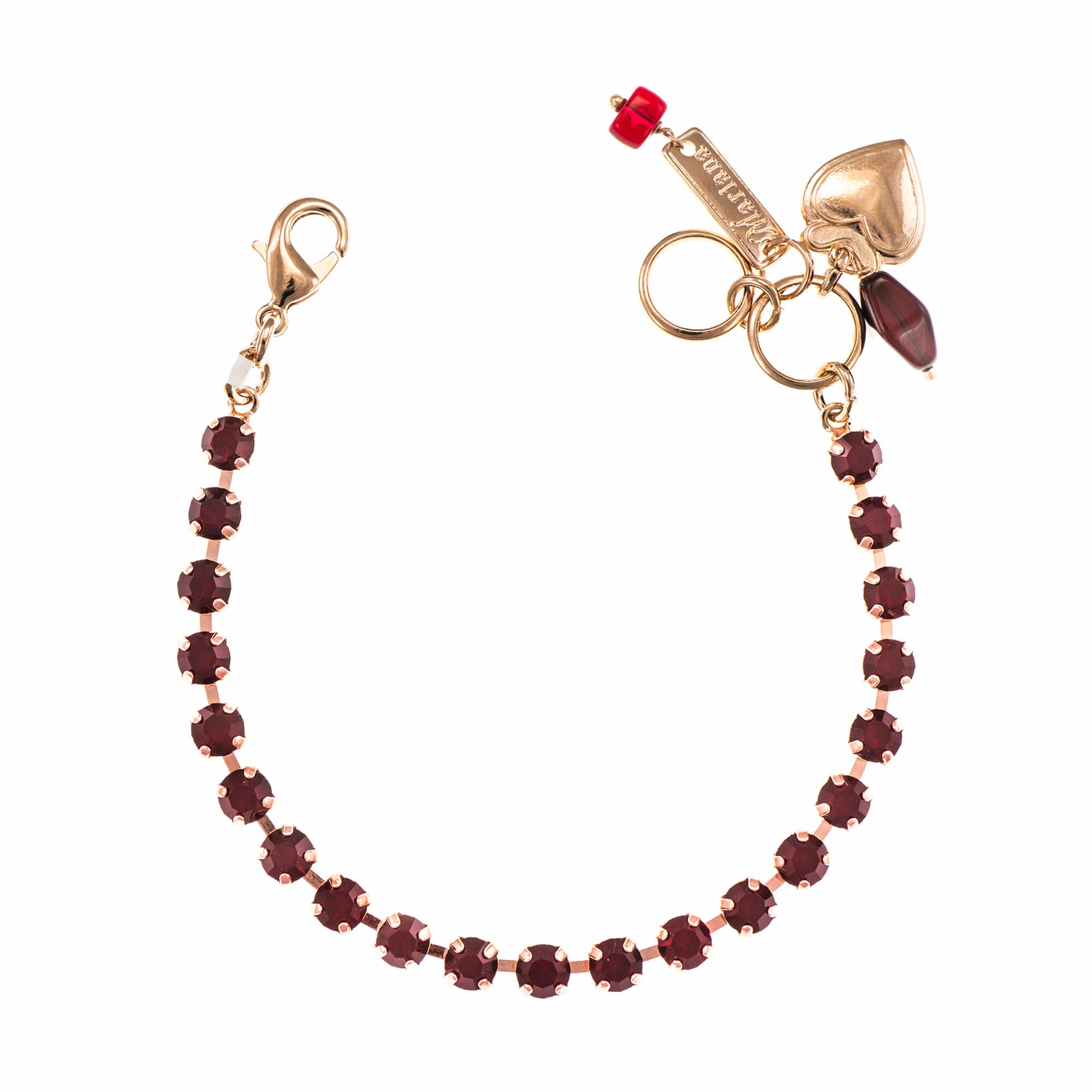 Bratara placata cu Aur roz de 24K, Cristale, Lucky Birthstone - The Color of Your Life by Roxannes - Mariana Jewellery, Grena 4000-241241RG