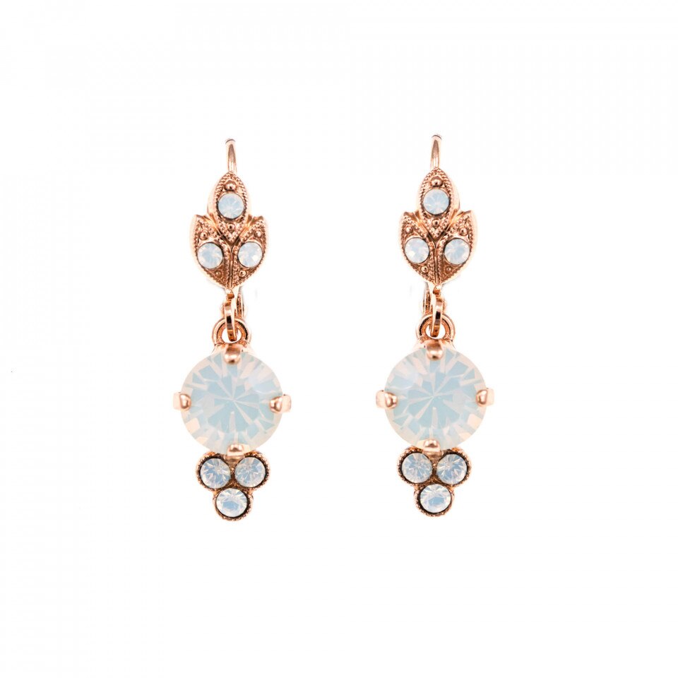 Cercei placati cu Aur roz de 24K, Cristale Swarovski, Casablanca by Roxannes - Mariana Jewellery, Alb 1013-234RG1