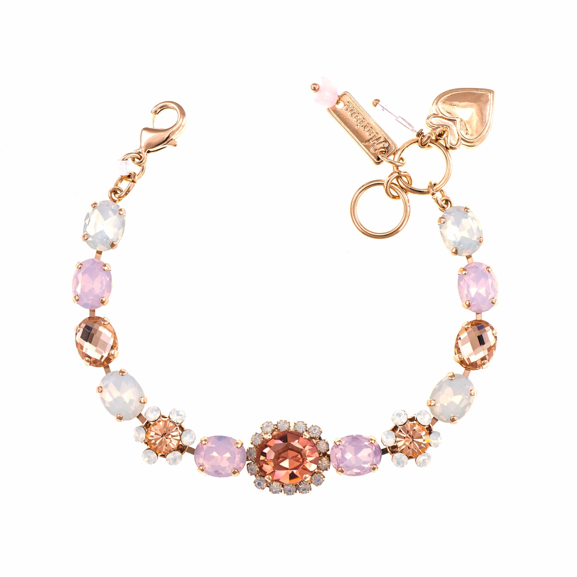 Bratara placata cu Aur roz de 24K, Cristale, Tiara Day by Roxannes - Mariana Jewellery, Alb/Roze 4090/3-2333RG