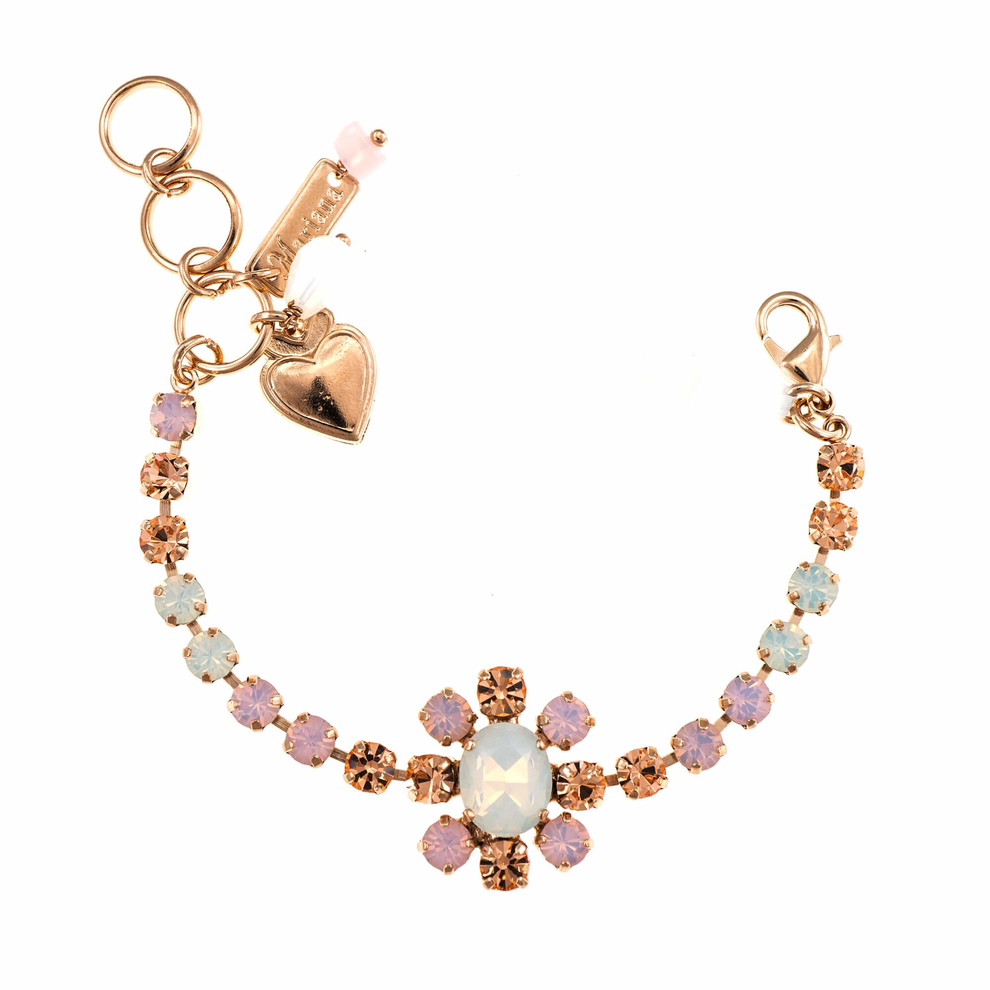 Bratara placata cu Aur roz de 24K, Cristale, Tiara Day by Roxannes - Mariana Jewellery, Alb/Roze 4156/2-2333RG