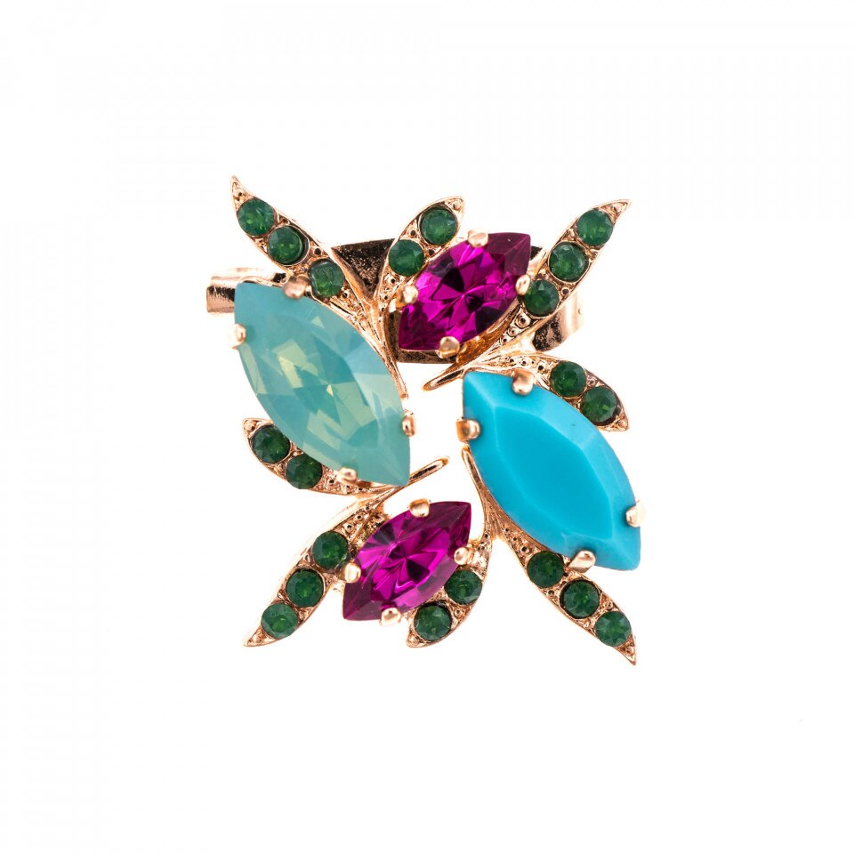 Brosa placata cu Aur roz de 24K, Cristale Swarovski, Happy Days by Roxannes - Mariana Jewellery, Multicolor 2016/1-1007RG