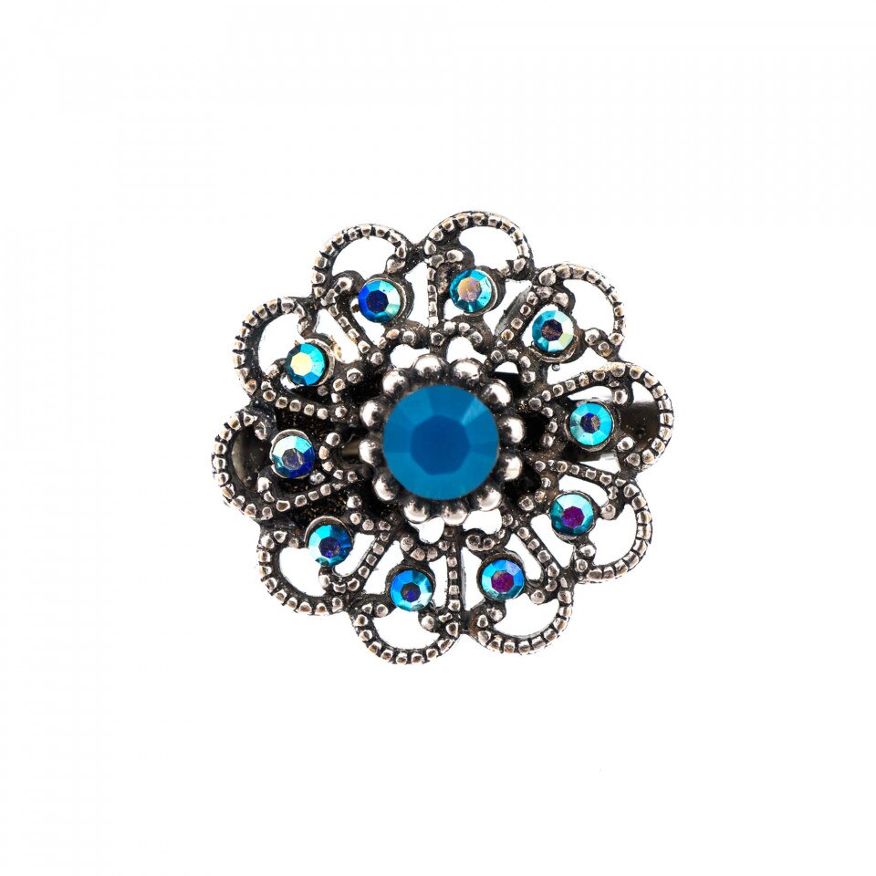 Brosa placata cu Argint 925, Cristale Swarovski, Periwinkle by Roxannes - Mariana Jewellery, Albastru 2501-1204SP