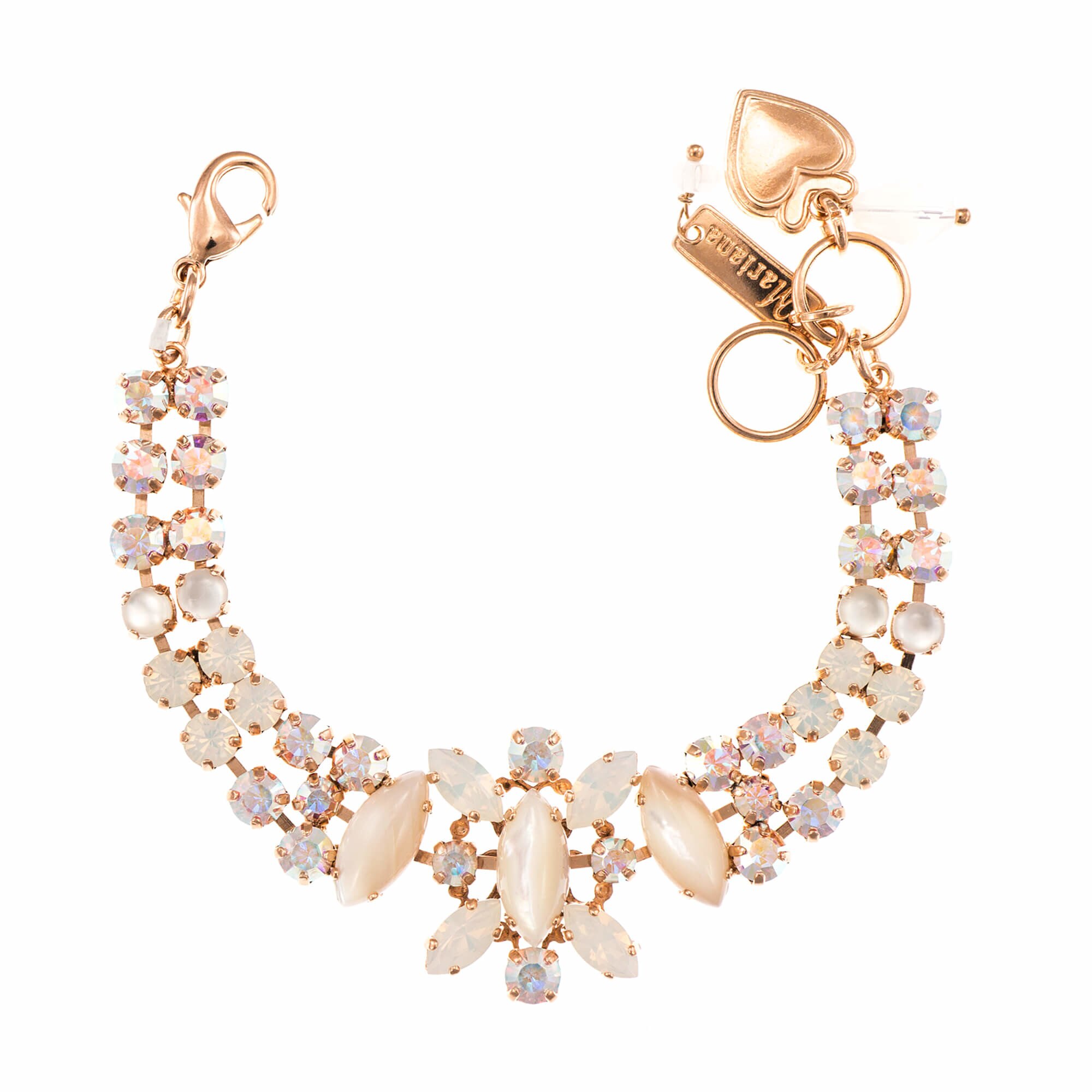 Bratara placata cu Aur roz de 24K, Cristale si Pietre semipretioase, Seashell by Roxannes - Mariana Jewellery, Alb 4106-M1201RG