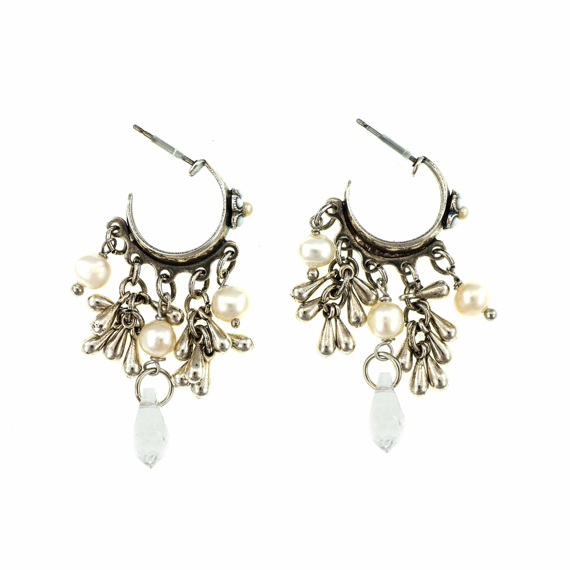 Cercei placati cu Argint 925, Cristale si Pietre semipretioase, Forever by Roxannes - Mariana Jewellery, Alb/Creme 1024-M5087SP2