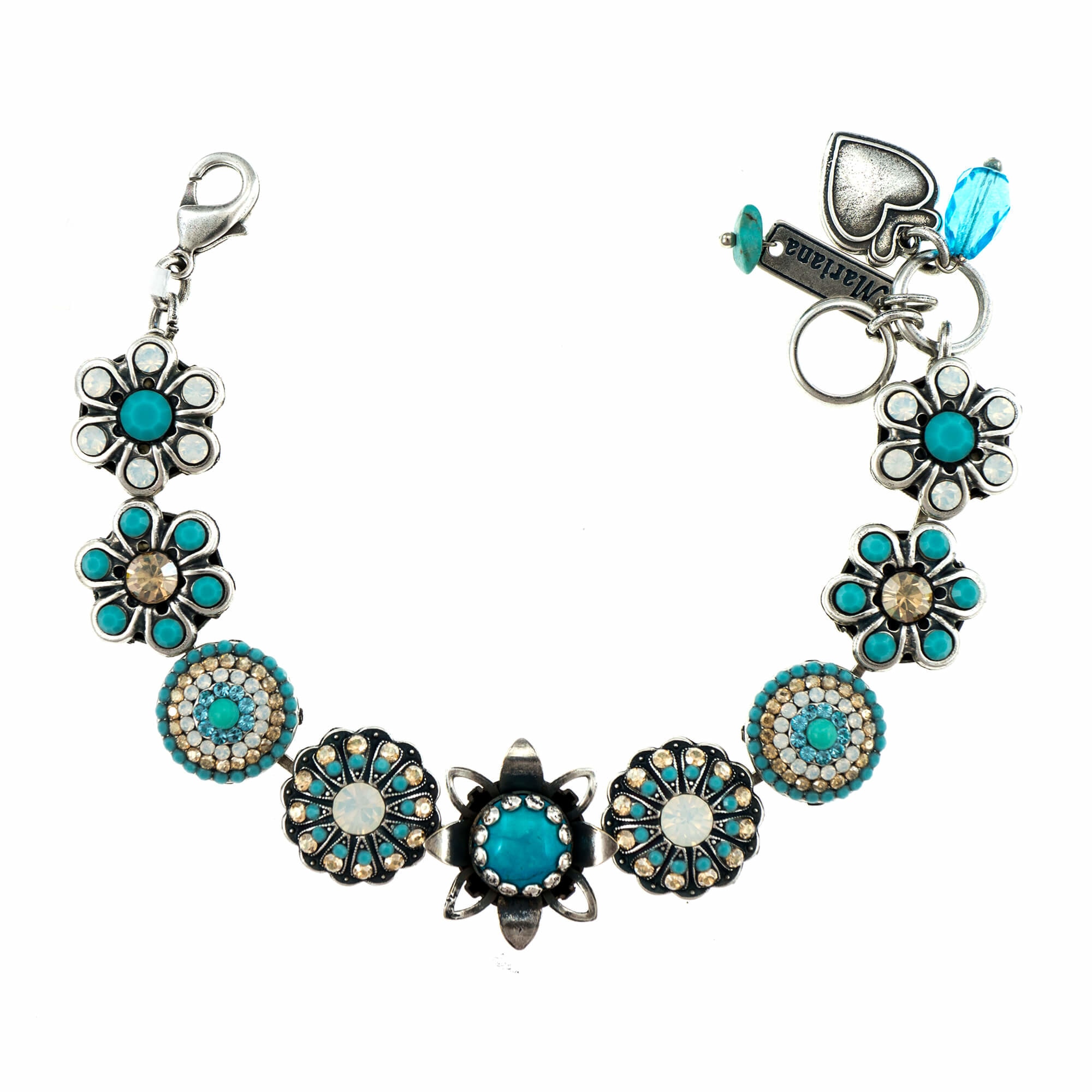 Bratara placata cu Argint 925, Cristale si Pietre semipretioase, Sapphire Sky by Roxannes - Mariana Jewellery, Albastru/Alb 4079-M807SP